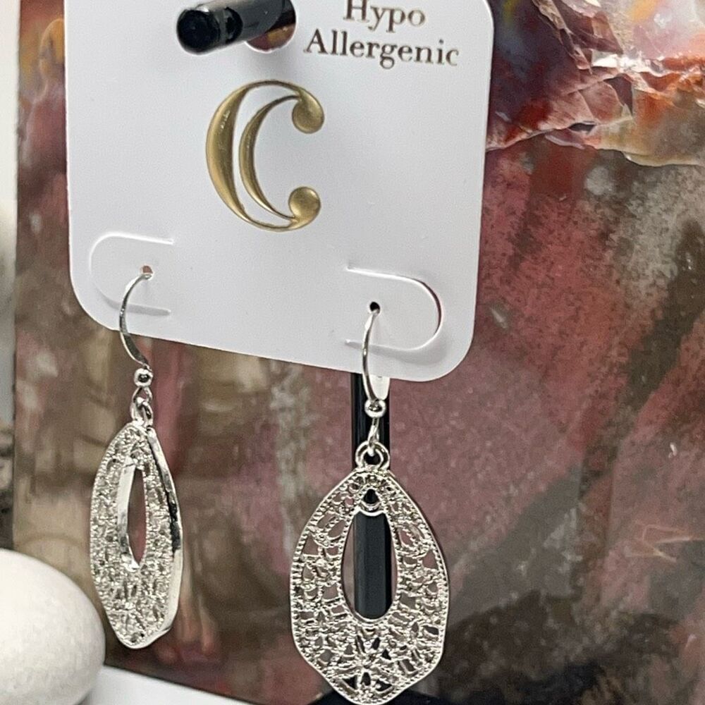 Charming Charlie Silver Dangle Filligree Earrings - Picture 1 of 12